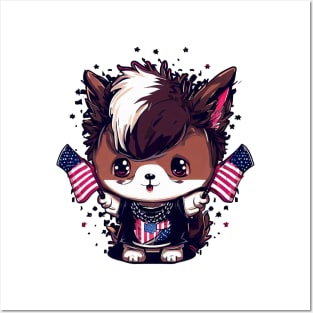 Cute Dog 4th of July Punk Patriot Pooch Posters and Art